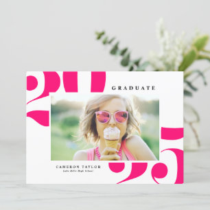 Hot Pink Bold Typography 2024 Photo Graduation Announcement