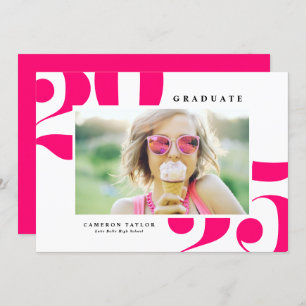 Hot Pink Bold Typography 2024 Photo Graduation Invitation