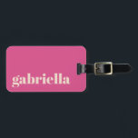 Hot Pink Bold Typography Personalised Name Luggage Tag<br><div class="desc">Bold Modern Typography Personalised Name Luggage Tag in Hot Pink</div>