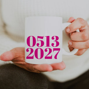 Hot Pink Bold Wedding Date Engagement Gifts Coffee Mug
