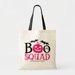 Hot Pink Boo Squad Spooky Lettering Halloween Tote Bag