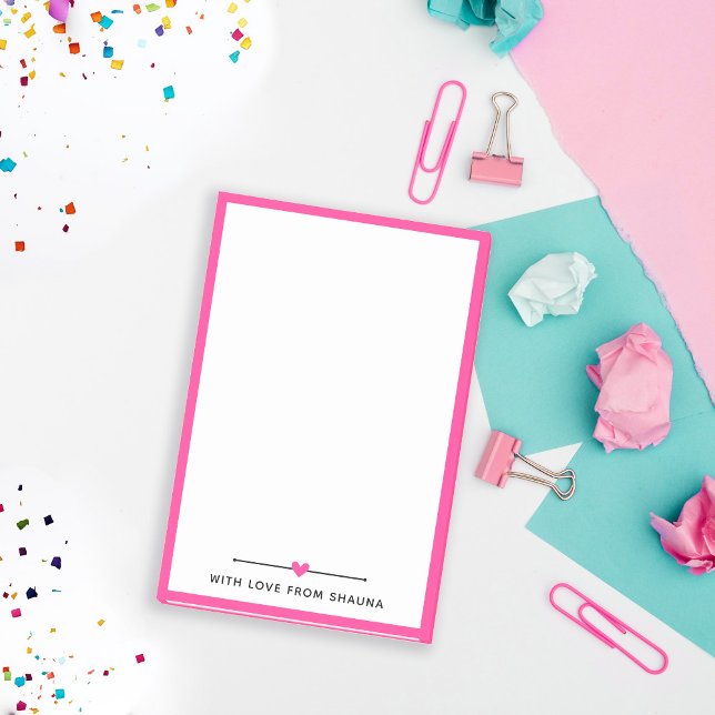 Hot Pink Border & Heart With Love From Name Post-it Notes (Creator Uploaded)
