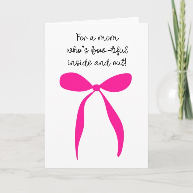 Hot Pink Bow Mother's Day Card (Front)