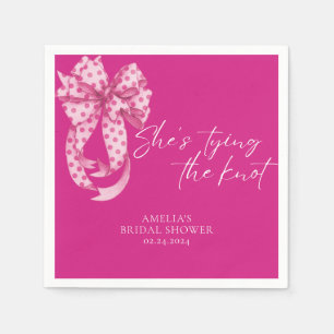 Hot Pink bow She's Tying the Knot Bridal Shower  Napkin