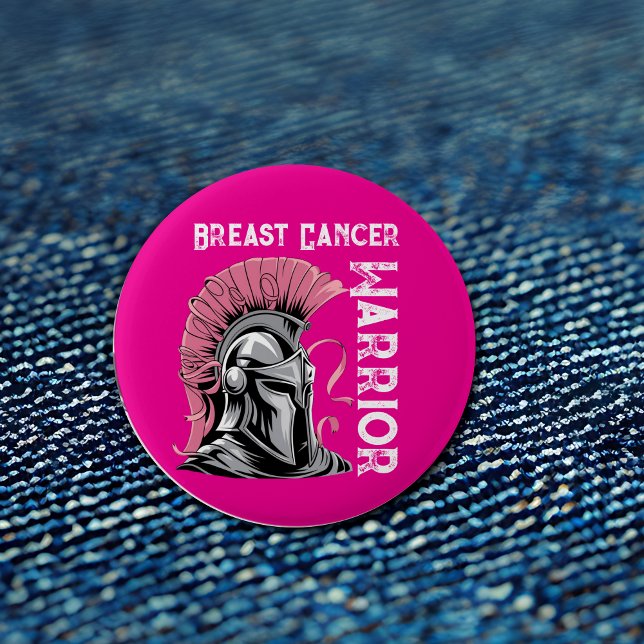 Hot Pink Breast Cancer Warrior 6 Cm Round Badge (Creator Uploaded)