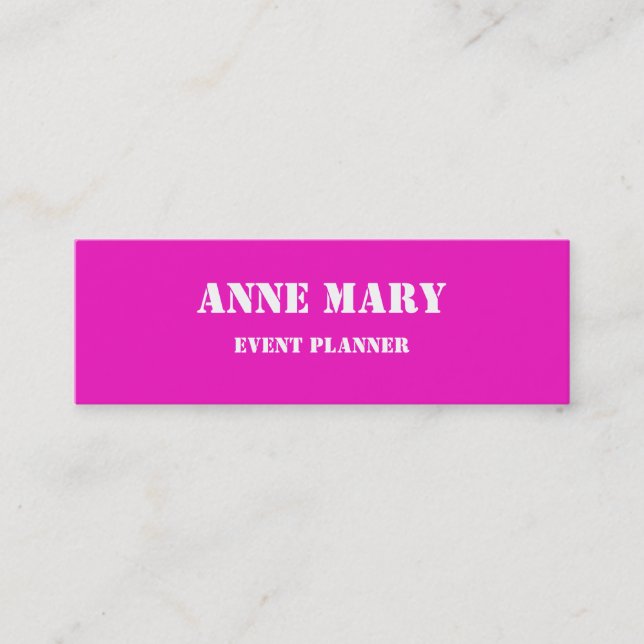 Hot Pink Bright Colourful Wedding Event Planner Mini Business Card (Front)