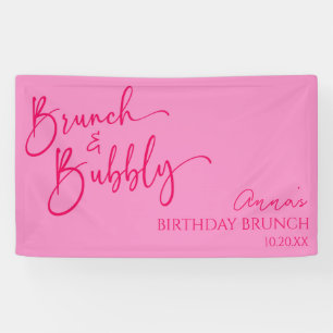 Hot Pink Brunch and Bubbly Birthday Brunch Party Banner