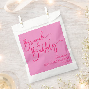 Hot Pink Brunch and Bubbly Birthday Brunch Party Favour Bags
