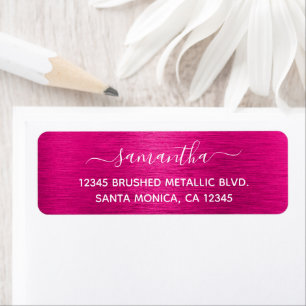 Hot Pink Brushed Metallic Elegant Name