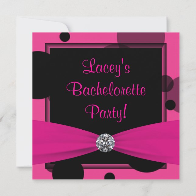 Hot Pink Bubbles Hot Pink Bachelorette Party Invitation (Front)