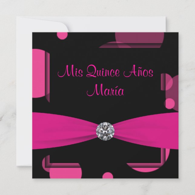 Hot Pink Bubbles Quinceanera Invitation (Front)