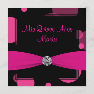 Hot Pink Bubbles Quinceanera Invitation