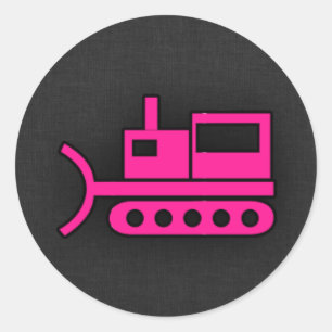 Hot Pink Bulldozer Classic Round Sticker
