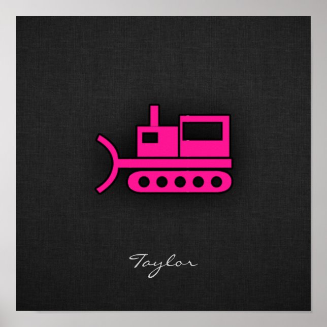 Hot Pink Bulldozer Poster (Front)