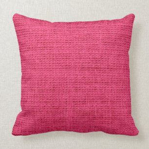 Hot Pink Burlap Rustic Linen Cushion
