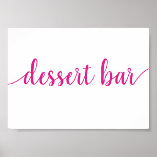 Hot Pink Calligraphy Bubblegum Dessert Bar Sign