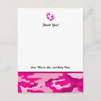 Hot Pink Camo Baby Shower Thank you notes feet