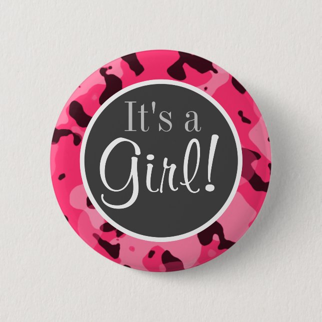 Hot Pink Camo; Camouflage 6 Cm Round Badge (Front)