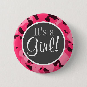 Hot Pink Camo; Camouflage 6 Cm Round Badge