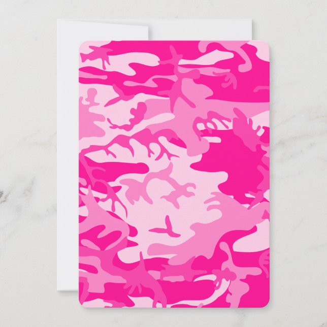 hot pink camo camouflage invitation (Front)