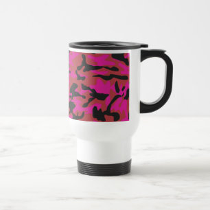 Hot pink camo pattern travel mug