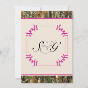 Hot Pink Camo Rustic Hunting Wedding Invitation