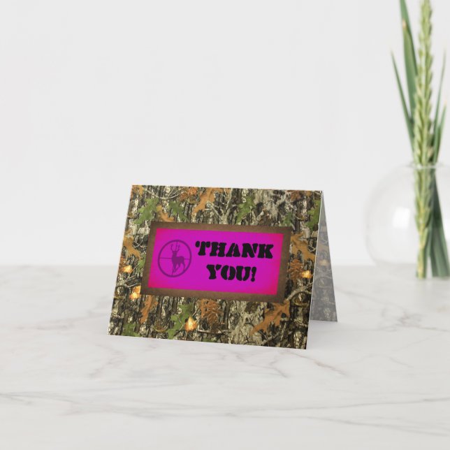 Hot Pink Camo Thank You Card (Front)
