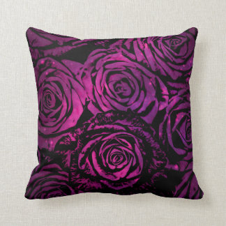 Hot Pink Celestial Floral Roses Cushion