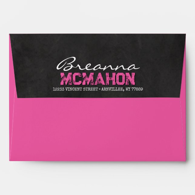 Hot Pink Chalkboard Graduation Envelopes (Back (Top Flap))