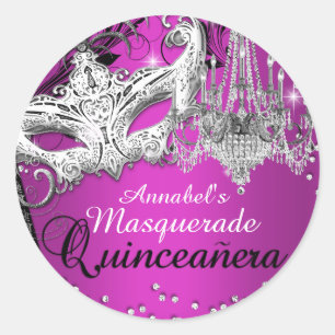 Hot Pink Chandelier Masquerade Quinceanera Sticker