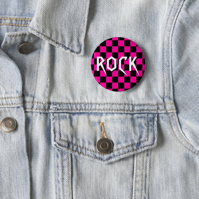 HOT PINK CHECKERBOARD ROCK PIN (In Situ)