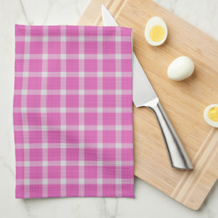 Hot Pink Checkered Gingham Plaid Tea Towel