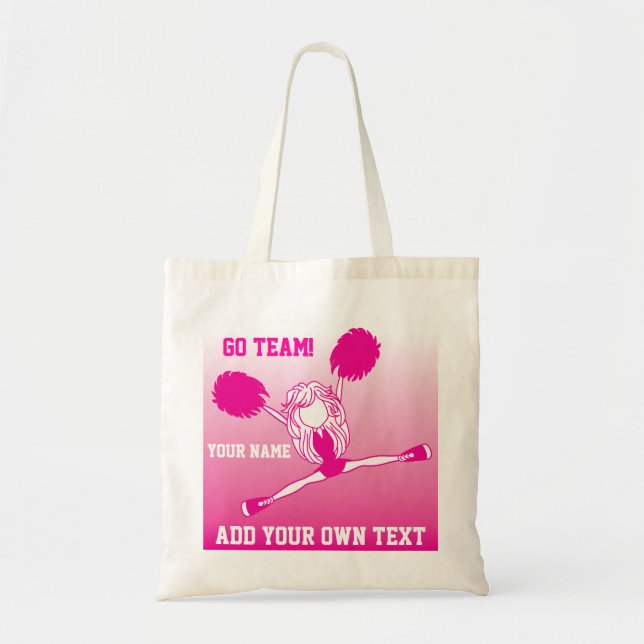 Hot Pink Cheering Cheerleader Girl Tote Bag (Front)
