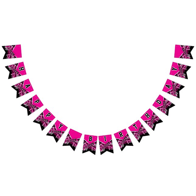 Hot Pink Cheerleader Birthday Bunting (All)