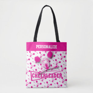 Hot Pink Cheerleader Girl Tote Bag