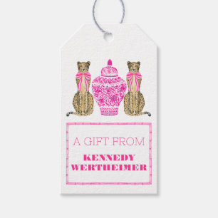 Hot Pink Cheetah Chinoserie Gift Tag