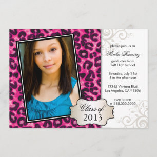 Hot Pink Cheetah Graduation Invitation