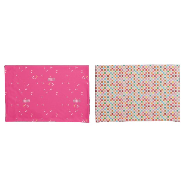 Hot Pink + Chequered Pillowcases (Front-Set)