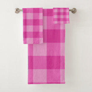 Hot Pink Chequered Squares Plaid Pinks Bath Towel Set