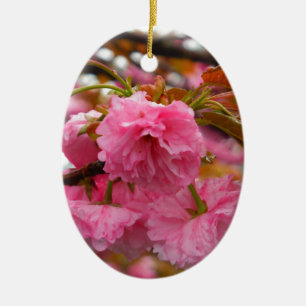 Hot Pink Cherry Blossom Flowers Ceramic Tree Decoration