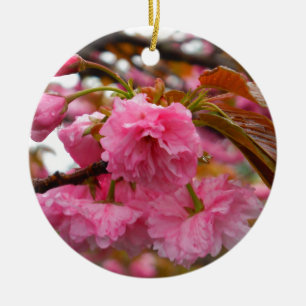 Hot Pink Cherry Blossom Flowers Ceramic Tree Decoration