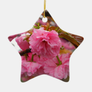 Hot Pink Cherry Blossom Flowers Ceramic Tree Decoration