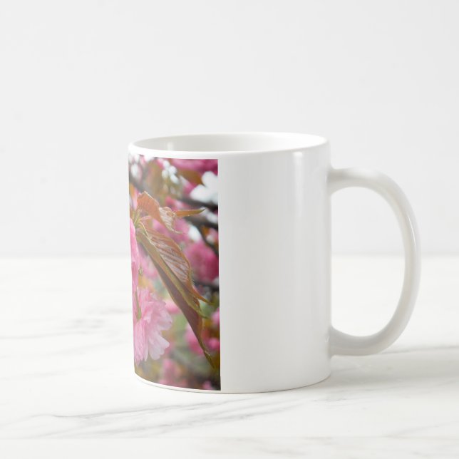 Hot Pink Cherry Blossom Flowers Coffee Mug (Right)