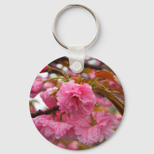 Hot Pink Cherry Blossom Flowers Key Ring