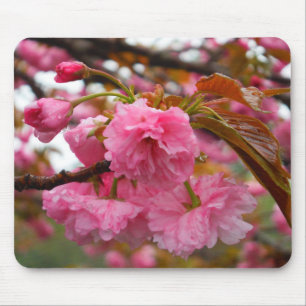 Hot Pink Cherry Blossom Flowers Mouse Mat