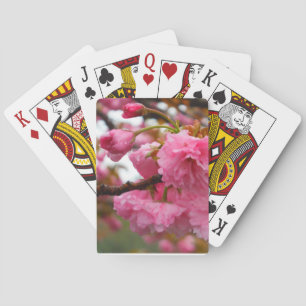 Hot Pink Cherry Blossom Flowers Playing Cards