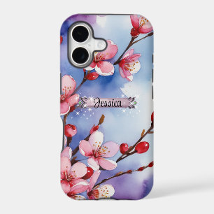 Hot Pink Cherry Blossoms Purple iPhone / iPad case