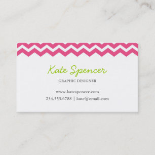 Hot Pink Chevron and Polka Dot Business Card