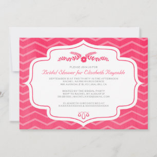 Hot Pink Chevron Bridal Shower Invitations