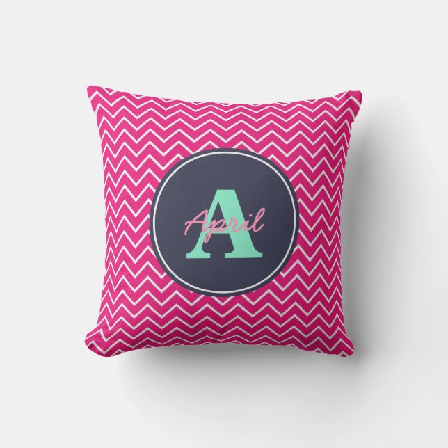 Hot Pink Chevron Custom Cushion (Front)